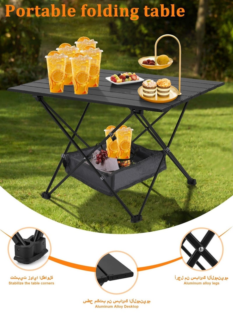 أرابايت طاولة تخييم خارجية، طاولة تخييم محمولة خفيفة الوزن مع سطح طاولة قابل للطي من سبائك الألومنيوم وحقيبة تخزين، طاولة خارجية قابلة للطي سريعة التركيب للنزهات الخارجية والشاطئ والمشي لمسافات طويلة وصيد الأسماك، لون أسود (كبير) - Image 3